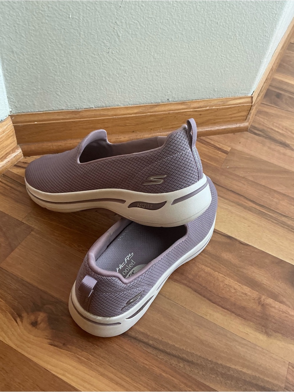 Skechers Slip-On Chunky Sneakers in purple and off white